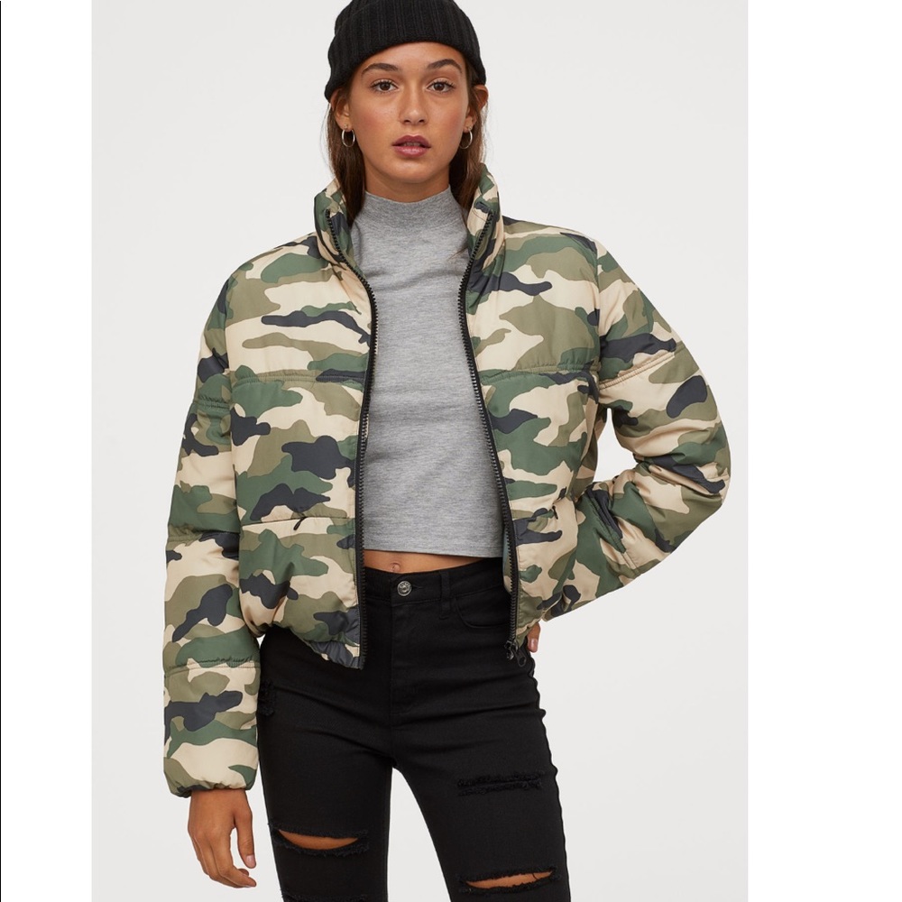 H&M Light Khaki Green Padded Jacket - Picture 4 of 8